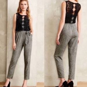 Anthropologie Elevenses Lace Medley Jumpsuit Slant Pockets